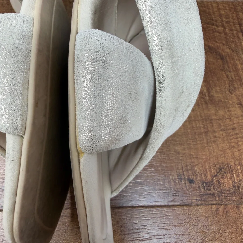 Paul Green Lauren Sandal-Mineral Metallic-Suede Cross Strap Block Heel Sz4/US6.5